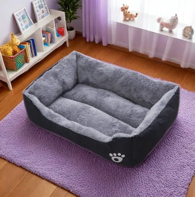 Black Dog Bed. Plush Sleeping Bed for Large, Medium and Small Dogs, Non-Slip and Bite-Resistant.