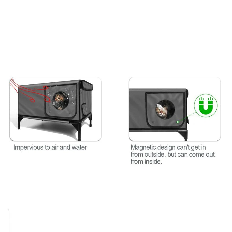 Outdoor Heated & Insulated, Waterproof Foldable Cat Pet House with Reliable Bearing Capacity