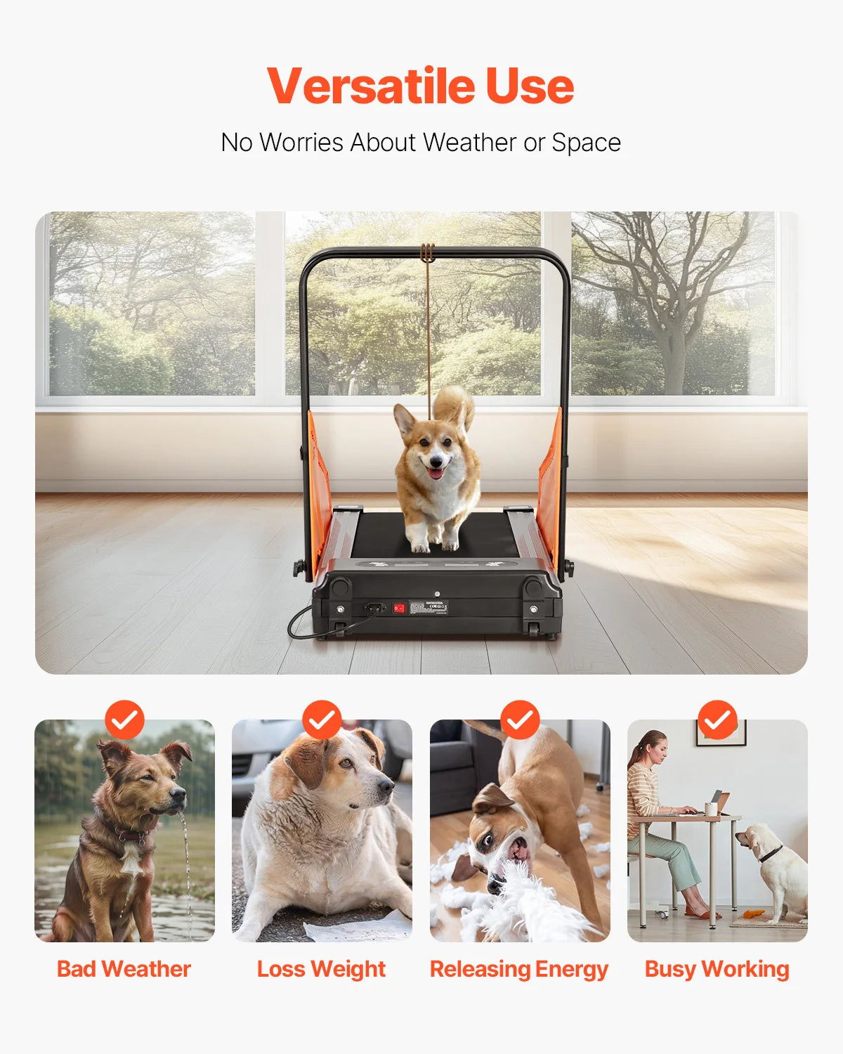 SucceBuy Dog Treadmill for Medium Dogs. Electric Dog Running Machine with LCD Display Screen, Foldable U Shaped Bar for Exercise
