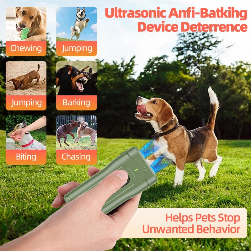 Mini Dual-Head Ultrasonic Dog Deterrent K30, 20-30kHz Sweep/Constant Frequency, Strobe Light, 300mAh, Type-C