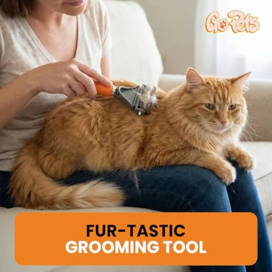 GoPets 2-in-1 Demating Comb for Dogs, Pet Grooming Rake, Double-Sided Dog Brush for Shedding, de-shedding Brush for Cats