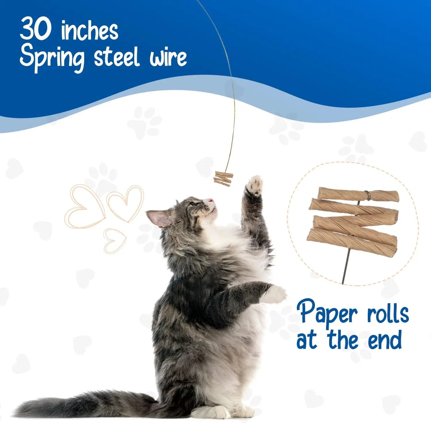 3 Pack Cat Dancer Toys, Paper Roll on Flexible Wire for Interactive Kitten Play & Exercise
