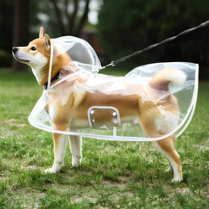 Dog Raincoat Poncho with Belly Coverage, Waterproof Dog Jacket with Hood for Small Dogs, Adjustable Reflective Pet Raincoat