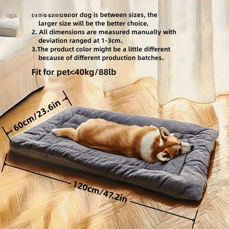 Large Plush Dog Bed, Thickened Super Soft Polyester, For Small Medium Large Dog Bed
