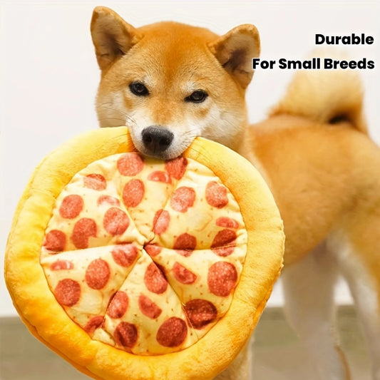 Squeaky Plush Pizza & Shrimp Dog Toy Durable Chew for Small Breeds Interactive Pet Play Accessory Soft Teething Puppy Chew Toys