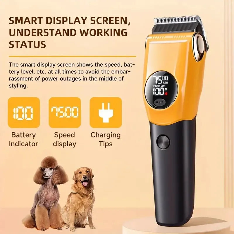 Pet Clipper Professional Dog & Cat Hair Trimmer, Grooming & Shaver, 7500/min LED suitable for large, medium, and small pets