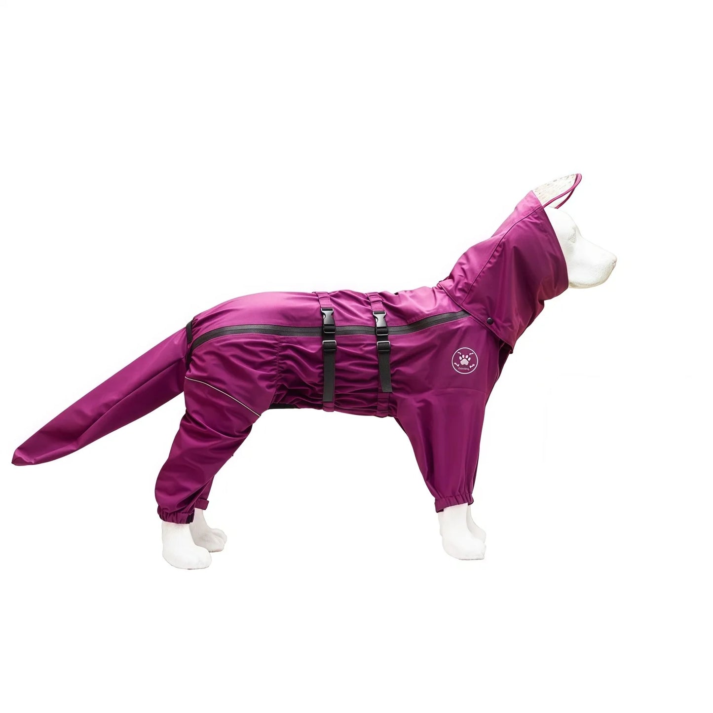 Waterproof Dog Raincoat Jumpsuit with Detachable Hood, Full Leg Coverage Rain Jacket for Large Dogs, Reflective Adjustable