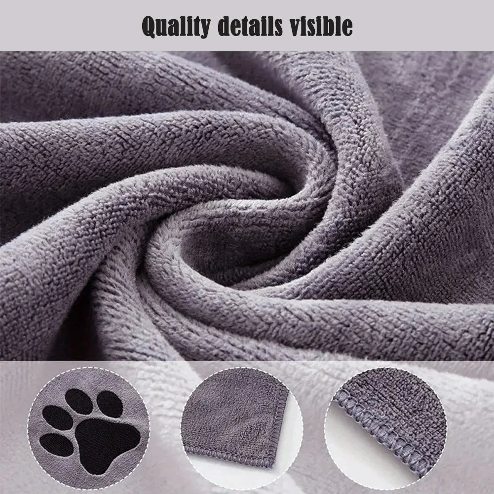 35*75cm/50*100cm Microfiber Pet Bath Towel, Embroidered, Super Soft Absorbent for Cat & Dogs