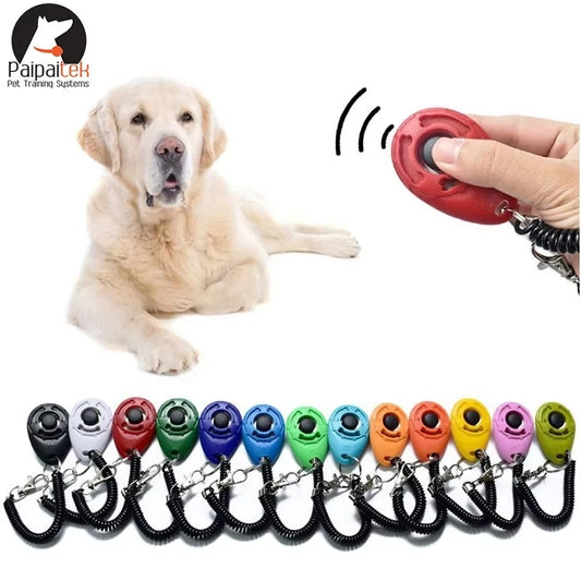 Dog Training Clicker Aid with Adjustable Wrist Strap, Sound Plastic Pet Clicker Trainer and Key Chain.