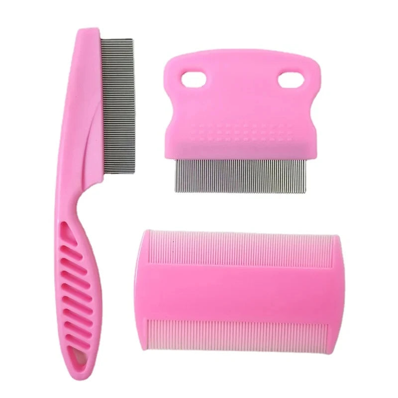 Flea Comb for Cat & Dog Grooming. 3 Pcs/comb set Removes Mucus and Crust Small Lice Fleas