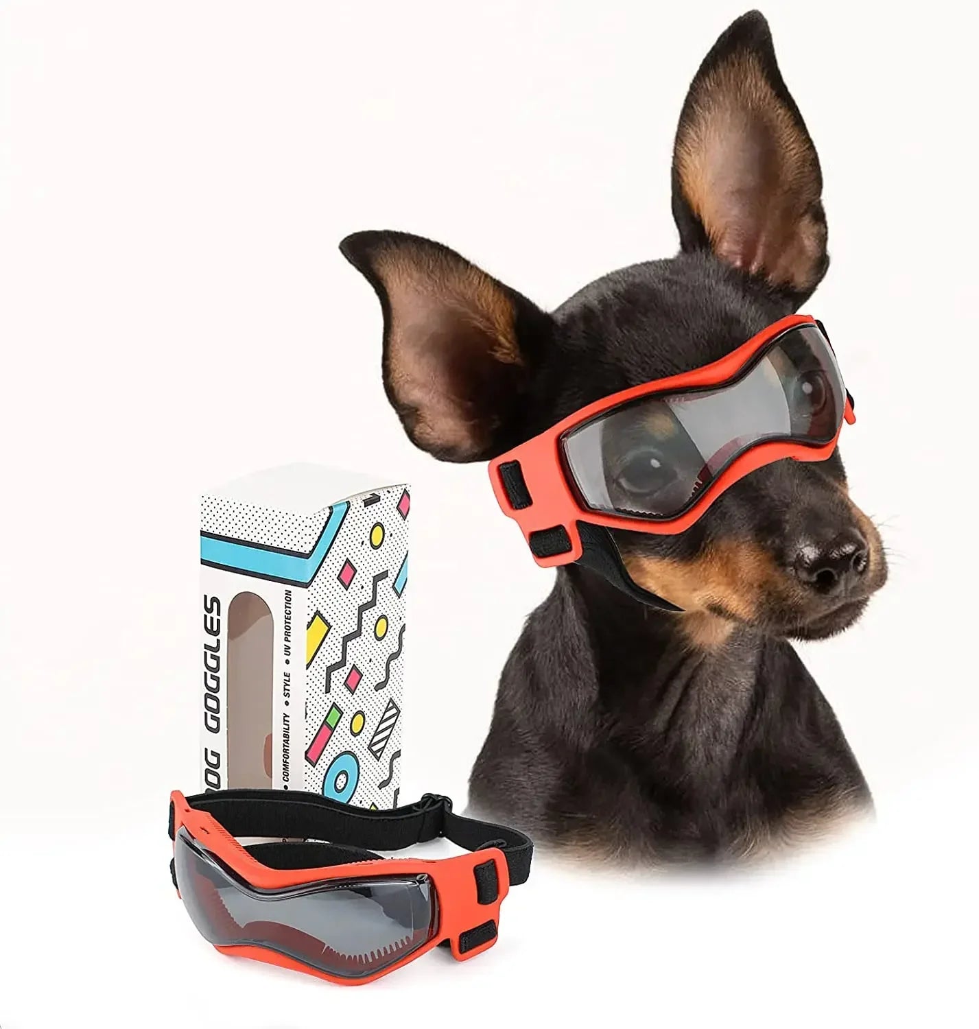 ATUBAN Dog Goggles for Small Breed Dogs, Sunglasses for Small Breed UV Protection Eyewear for Small Dogs and Outdoor Riding