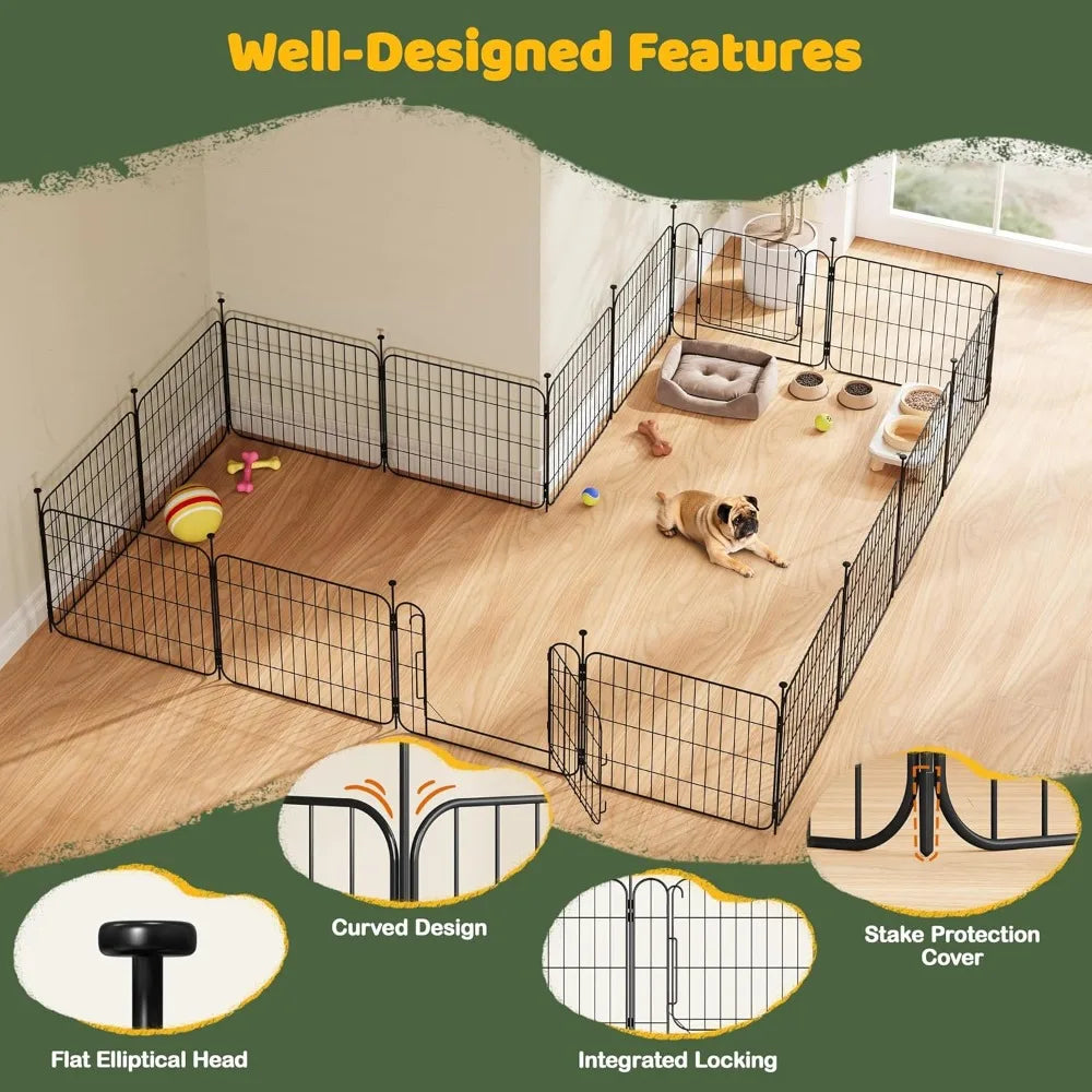 Expandable Dog Playpen, 8 Panel 20 inch Puppy Playpen with Door Indoor/Outdoor Pet Fence