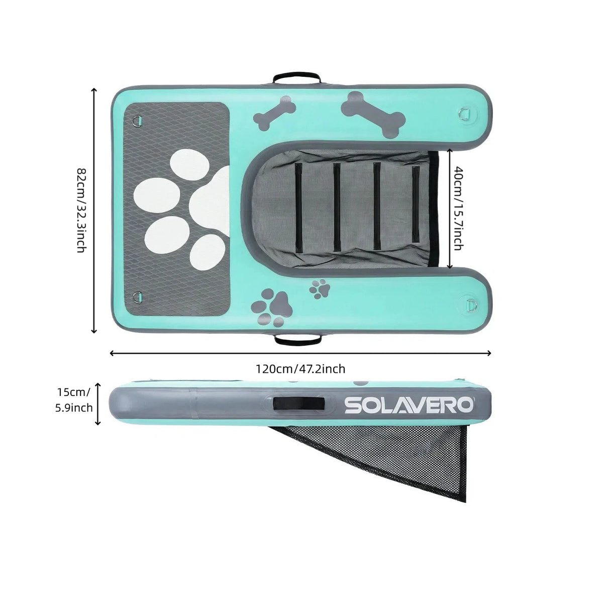Inflatable Dog Water Ramp, Non-Slip Pet Pool Ladder with EVA Deck, Floating Dog Stairs with Pump, Repair Kit & Carry Bag, for Pool, Lake, Boat & Dock, 3 Colors Available
