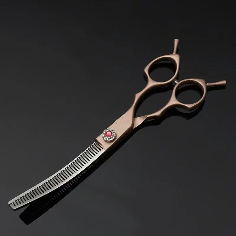 7 inch Dog Curved Chunkers Shears Curved Thinning scissors Stainless Steel Dog Grooming Scissors Special Designed For Pet