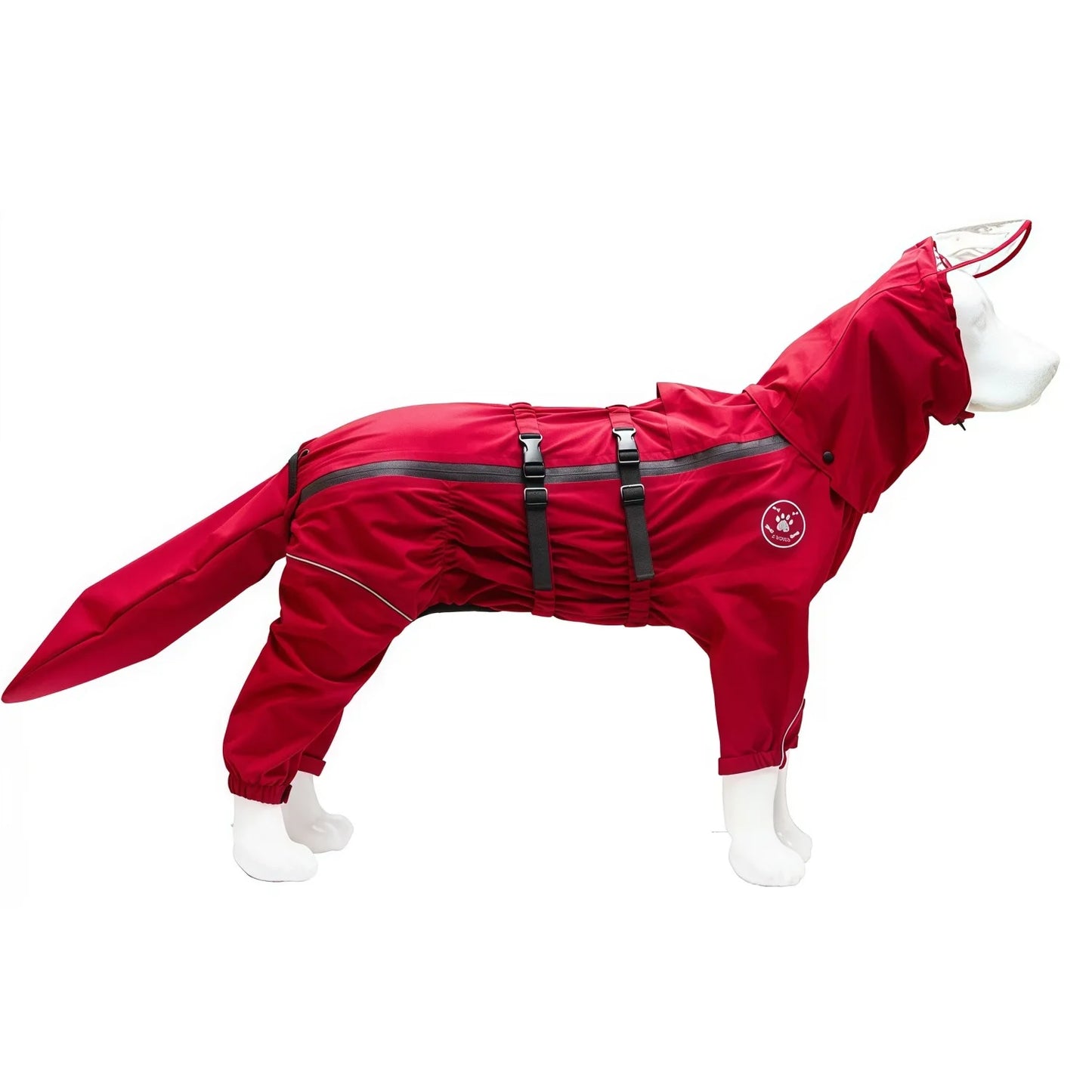 Waterproof Dog Raincoat Jumpsuit with Detachable Hood, Full Leg Coverage Rain Jacket for Large Dogs, Reflective Adjustable