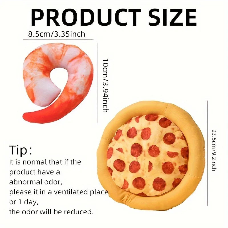 Squeaky Plush Pizza & Shrimp Dog Toy Durable Chew for Small Breeds Interactive Pet Play Accessory Soft Teething Puppy Chew Toys