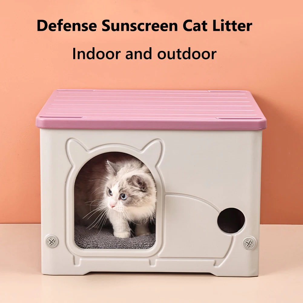 Stray Cat House, Outdoor Rainproof Shelter for Winter,  Warm Cozy Pet Cave,  Foldable Washable