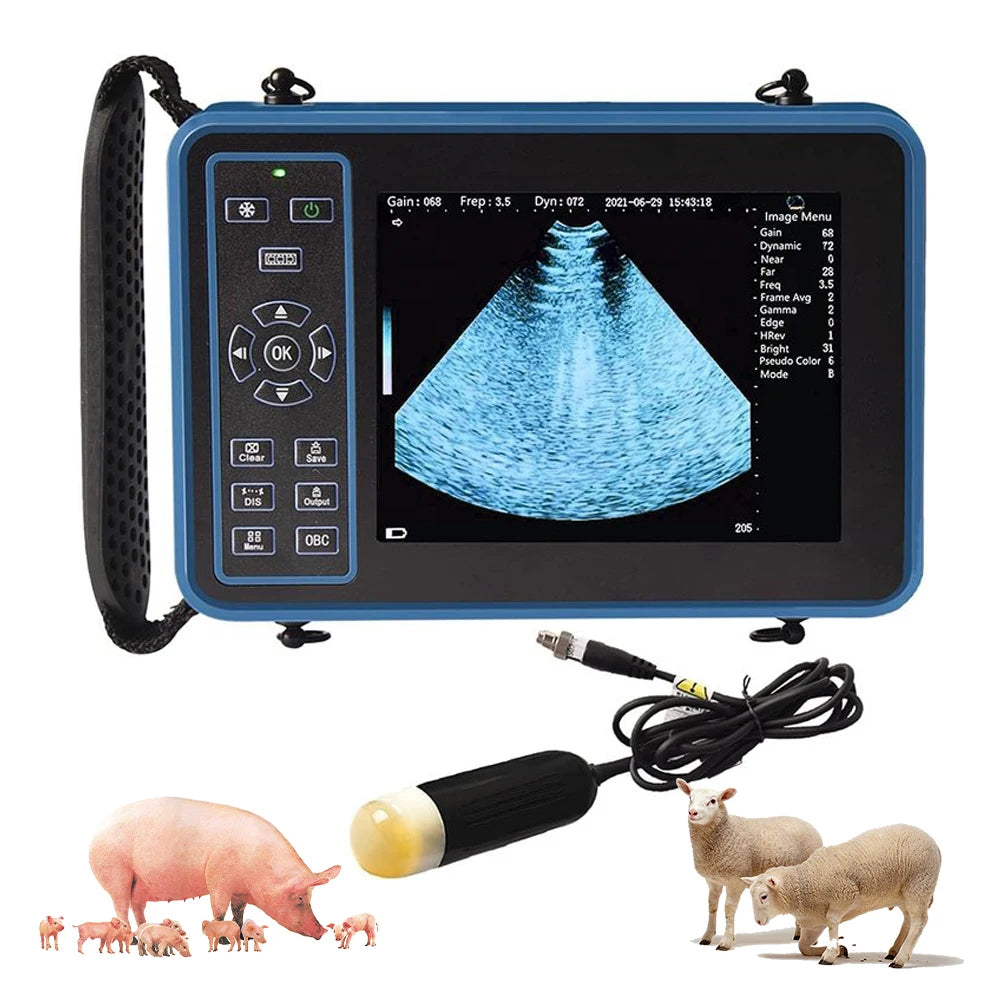 Portable Veterinary Ultrasound Scanner for Pregnancy Vet B-Ultrasound Machine with 3.5MHz Convex Probe for Pig Sheep Dog Animals