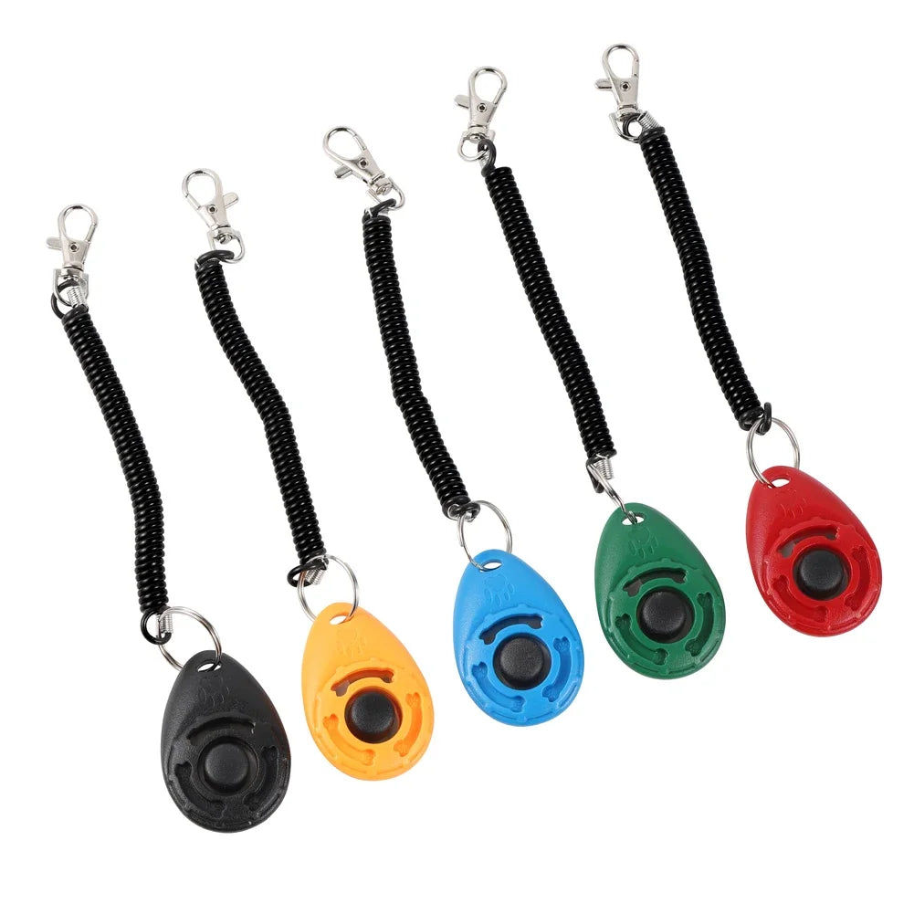 Pet Training Clicker, Trainer with Adjustable Wrist Strap and Key Chain