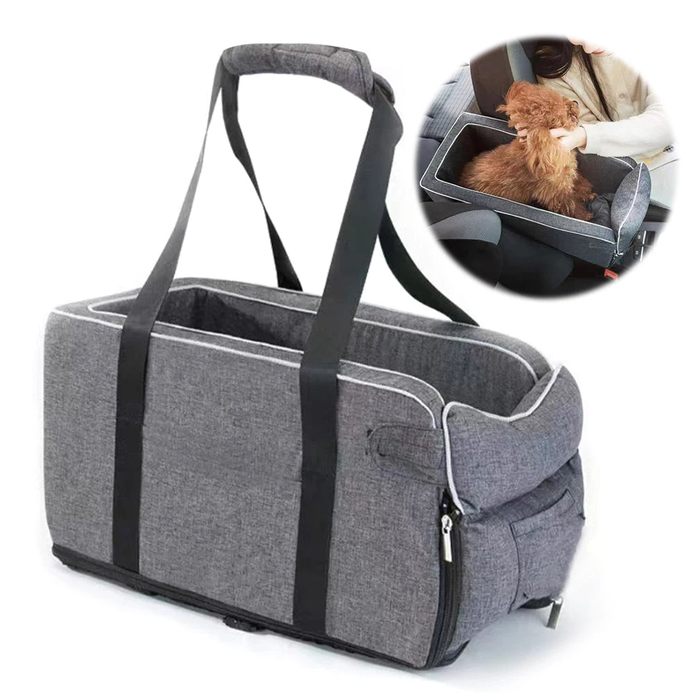 Multipurpose Center Console Dog Car Seat with Shoulder Straps Portable Pet Booster Seats Puppy Dog Bed for Small Dogs