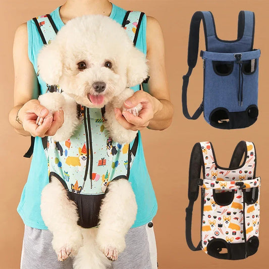 Denim Pet Dog & Cat Backpack for Outdoor Travel for Dogs & Cats with Breathable Shoulder Straps