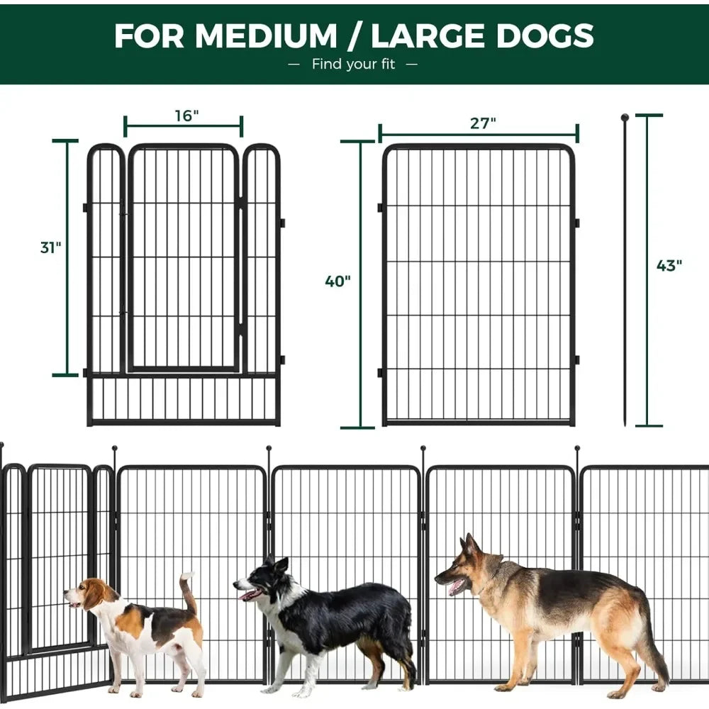 Dog Fence for Yard, RV Camping, 40 Inches, 16 Fences for Medium and Large Dogs