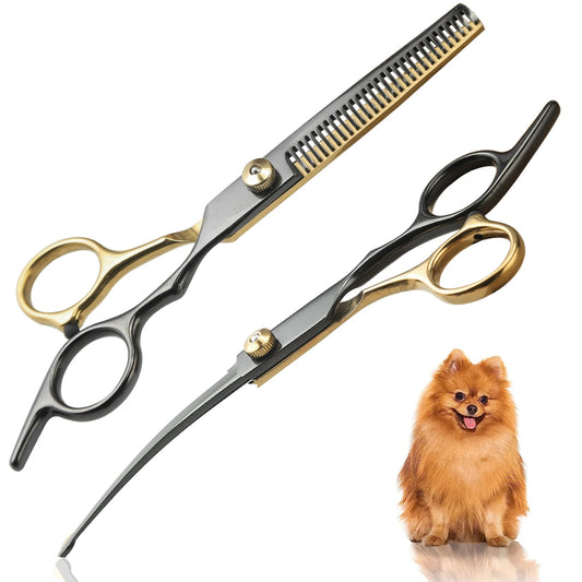 Professional Pet Grooming Scissors Stainless Steel  - Right Hand Orientation, Multi-Purpose Hair Trimming Shears For Dogs Pets