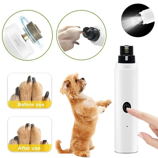 New Electric Dog & Cat Nail Clippers and Grinder, Rechargeable USB Charging, LED Light