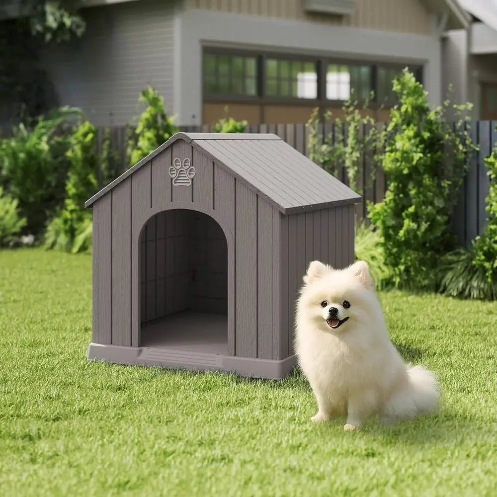 Compact Resin Dog House: Weatherproof Indoor/Outdoor Kennel for Small Dogs, Ideal for Home, Garden & Balcony