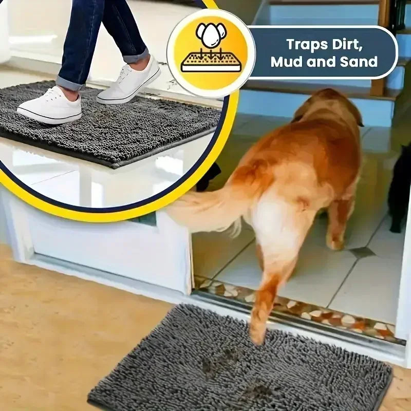 Dog Doormats for Muddy Paws. Absorbent, Non-slip Washable Mat with Anti-slip Quick-drying Microfiber. Mud Mat for Pets
