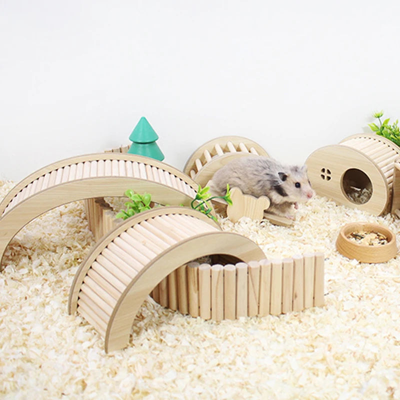 S/M/L Hamster Climbing Ladder Wooden Bridge for Guinea Pigs Rats Small Animals Toys Cage Decor Accessories