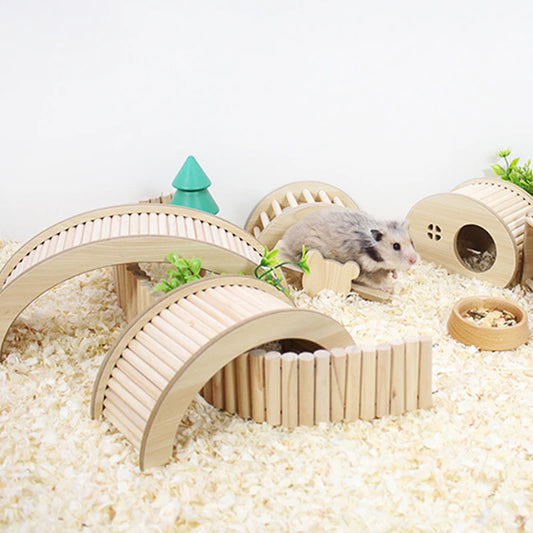 S/M/L Hamster Climbing Ladder Wooden Bridge for Guinea Pigs Rats Small Animals Toys Cage Decor Accessories