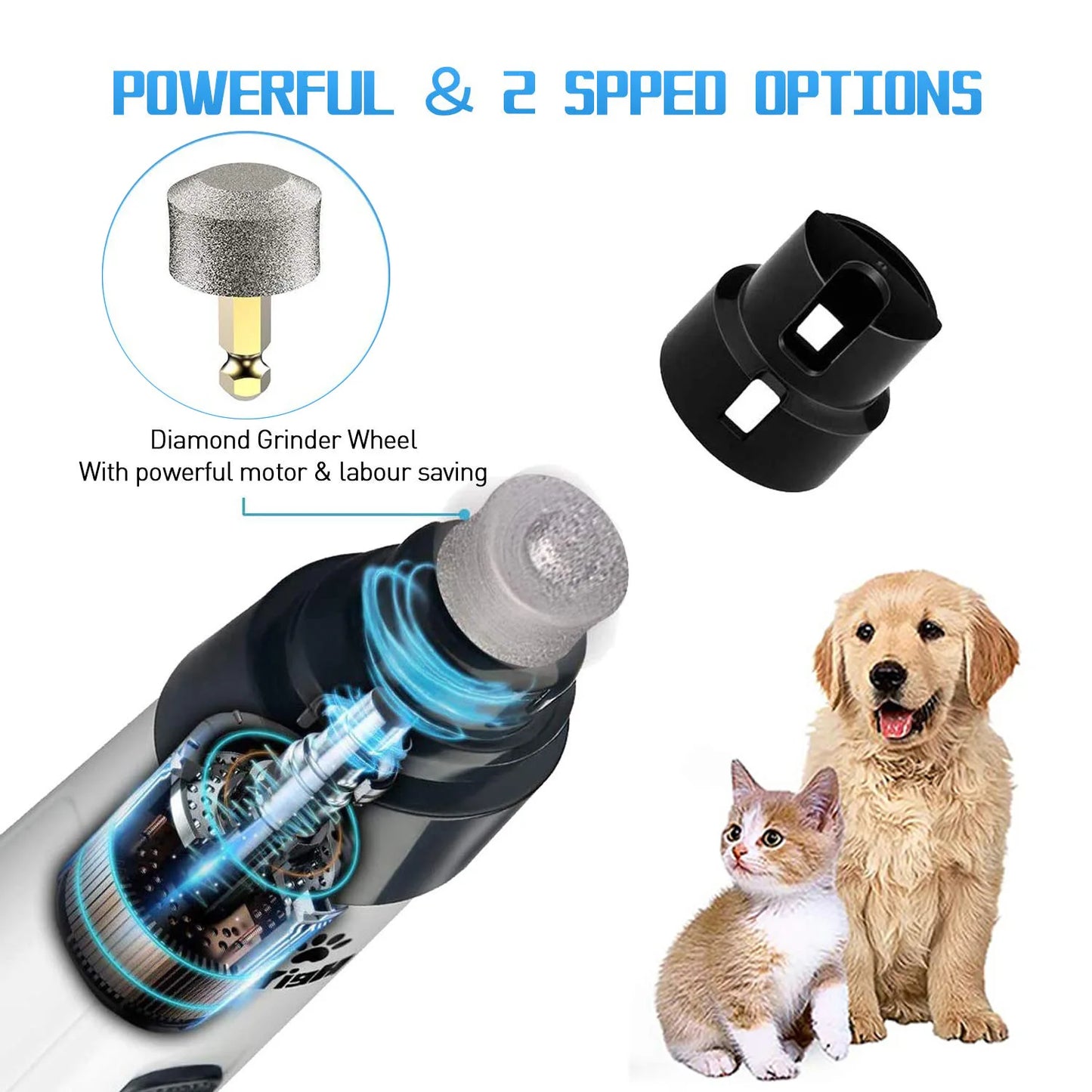 Rechargeable Dog Nail Grinders, USB Charging Pet Nail Clippers, Dog Cat Paws Nail Grinder, Grooming Trimmer Tools