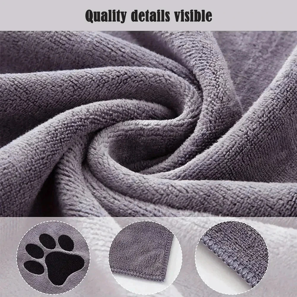 Microfiber Pet Bath Towel Embroidered Super Soft Absorbent for Dogs and Cats