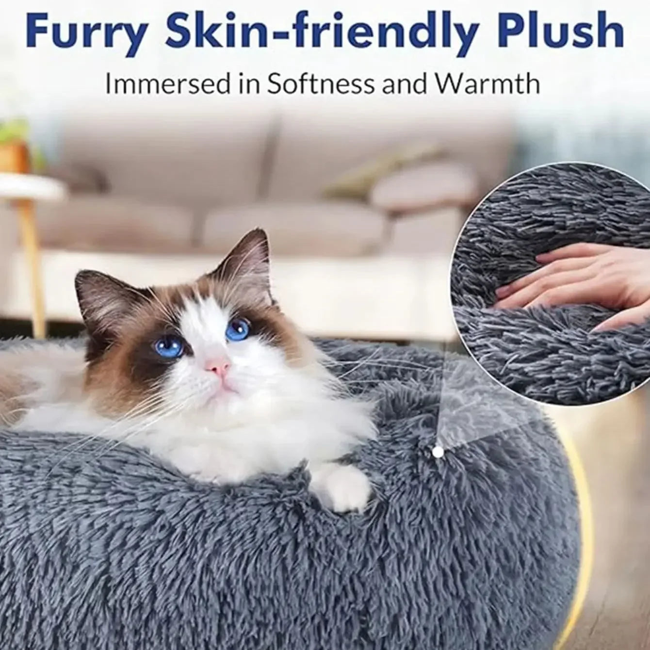 Round Pet Bed for Large Dog , Super Soft Cat Bed