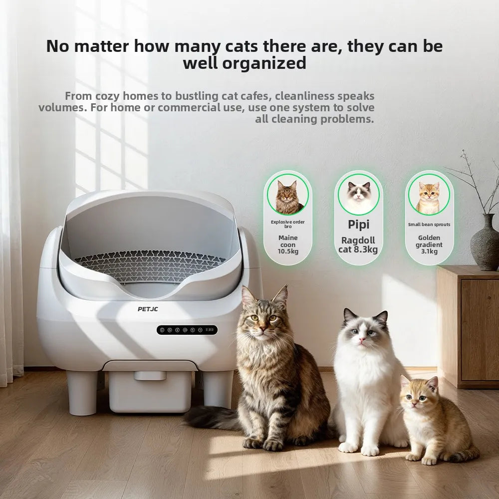 Big mouth automatic cat litter box.  Electric smart cat toilet.  Open oversized deodorant with sand shovel.