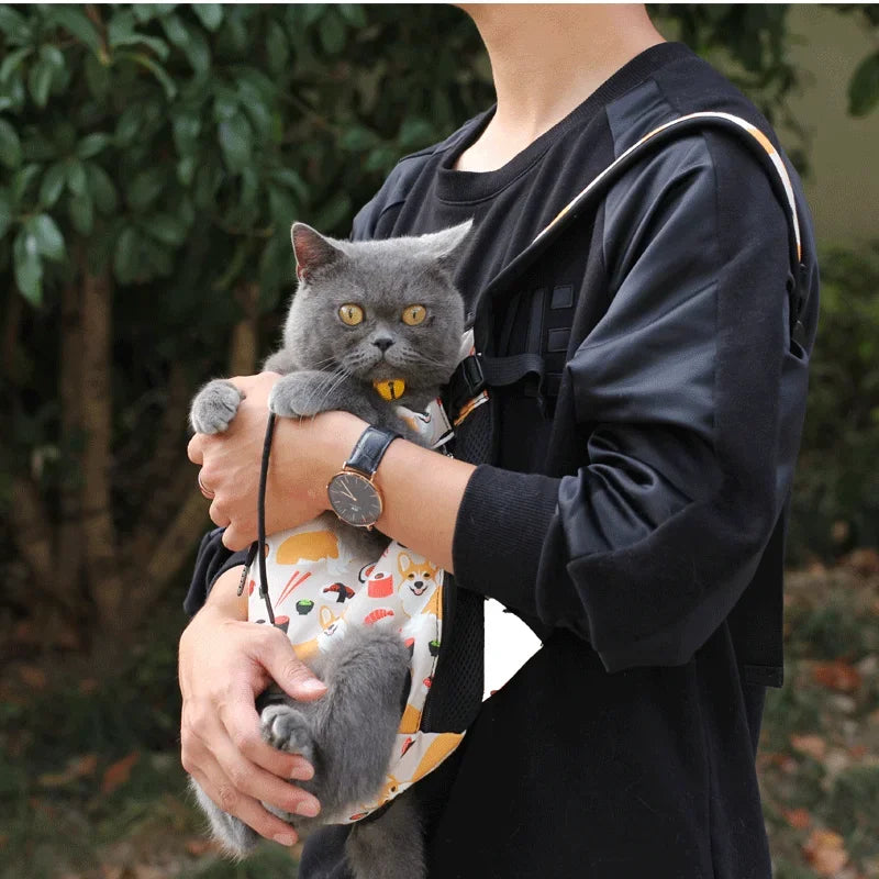 Denim Pet Dog & Cat Backpack for Outdoor Travel for Dogs & Cats with Breathable Shoulder Straps