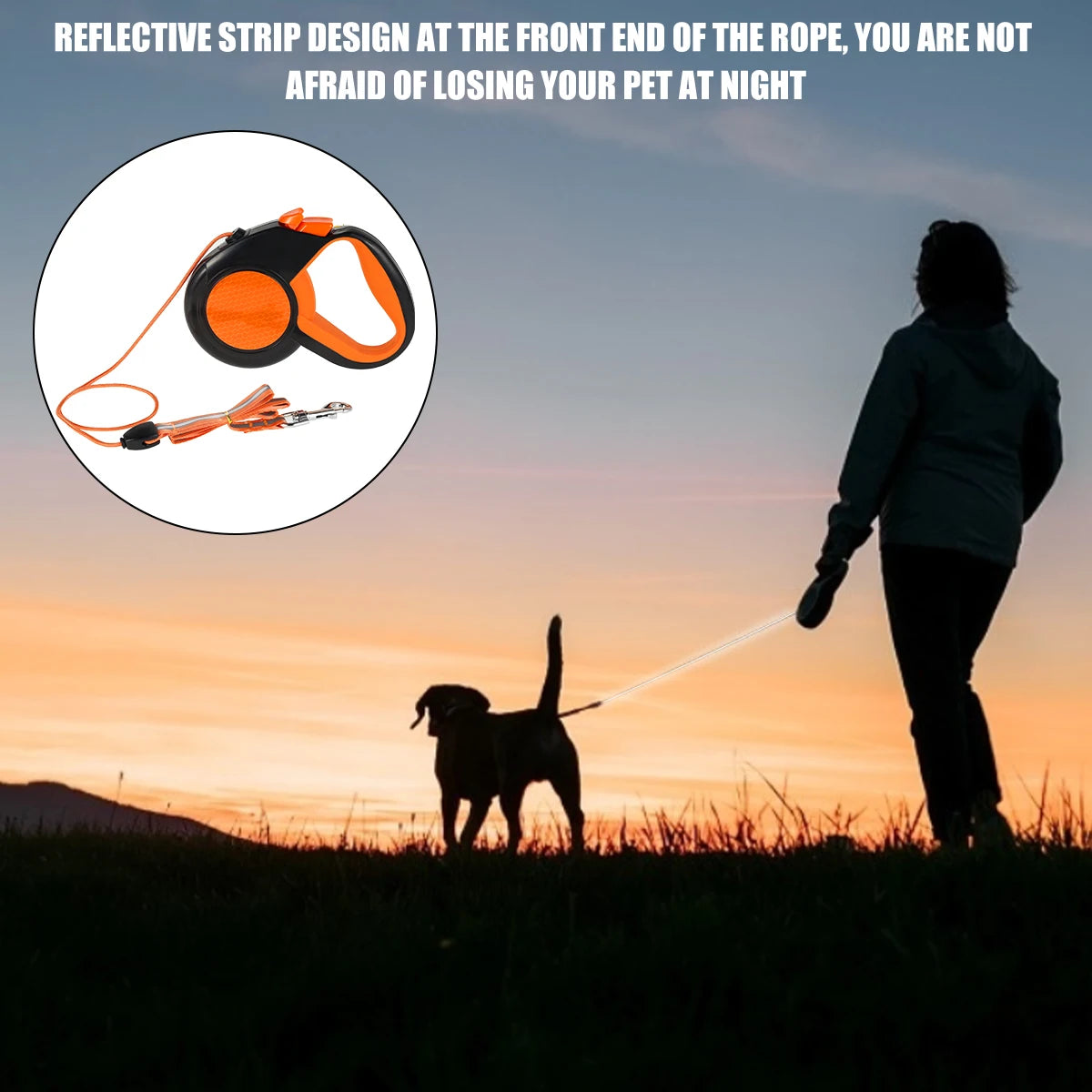 8M Retractable Dog Lead Heavy Duty Pet Walking Leash with Strong Reflective Tape Non-Slip Handle for Small Medium Large Dogs