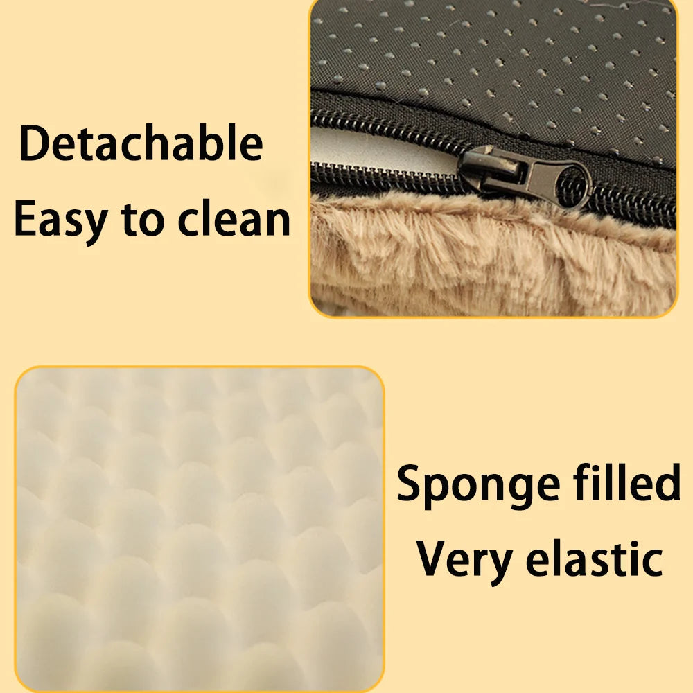 3D Foam Dog Bed With Removable Washable Faux Fur Cover, with Orthopedic Waterproof and Anti-Slip bottom.