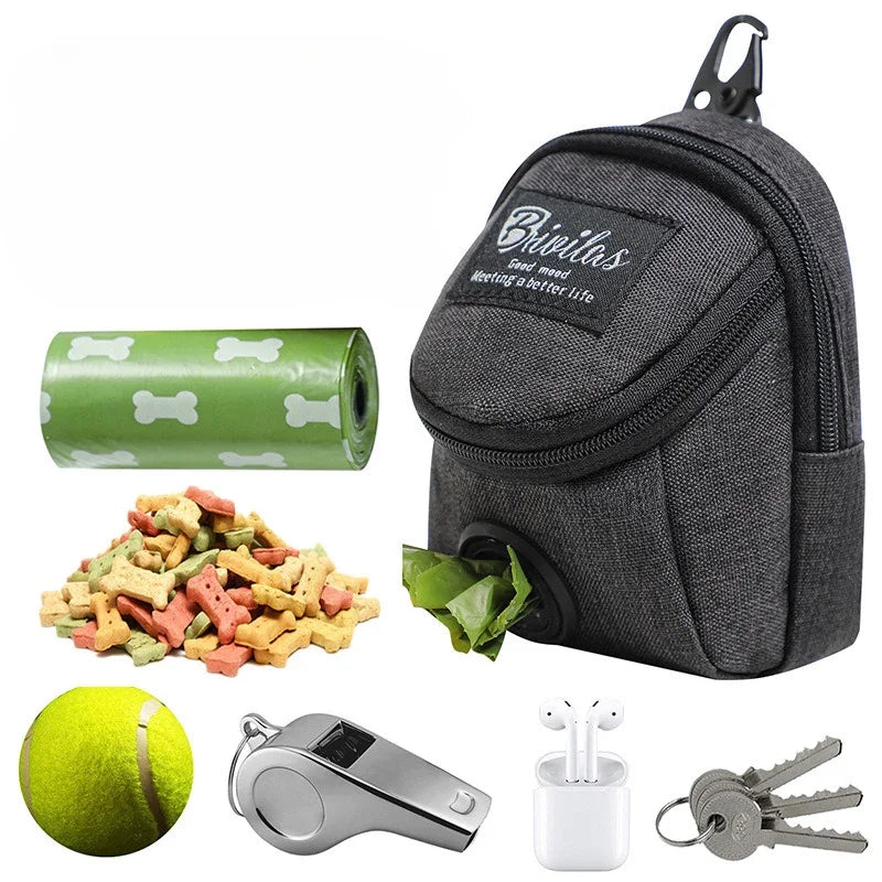 Portable Dog Training Treat Bag, Outdoor Dog Treat Pouch for Puppy Snacks and Rewards with Waist and Poop Dispenser