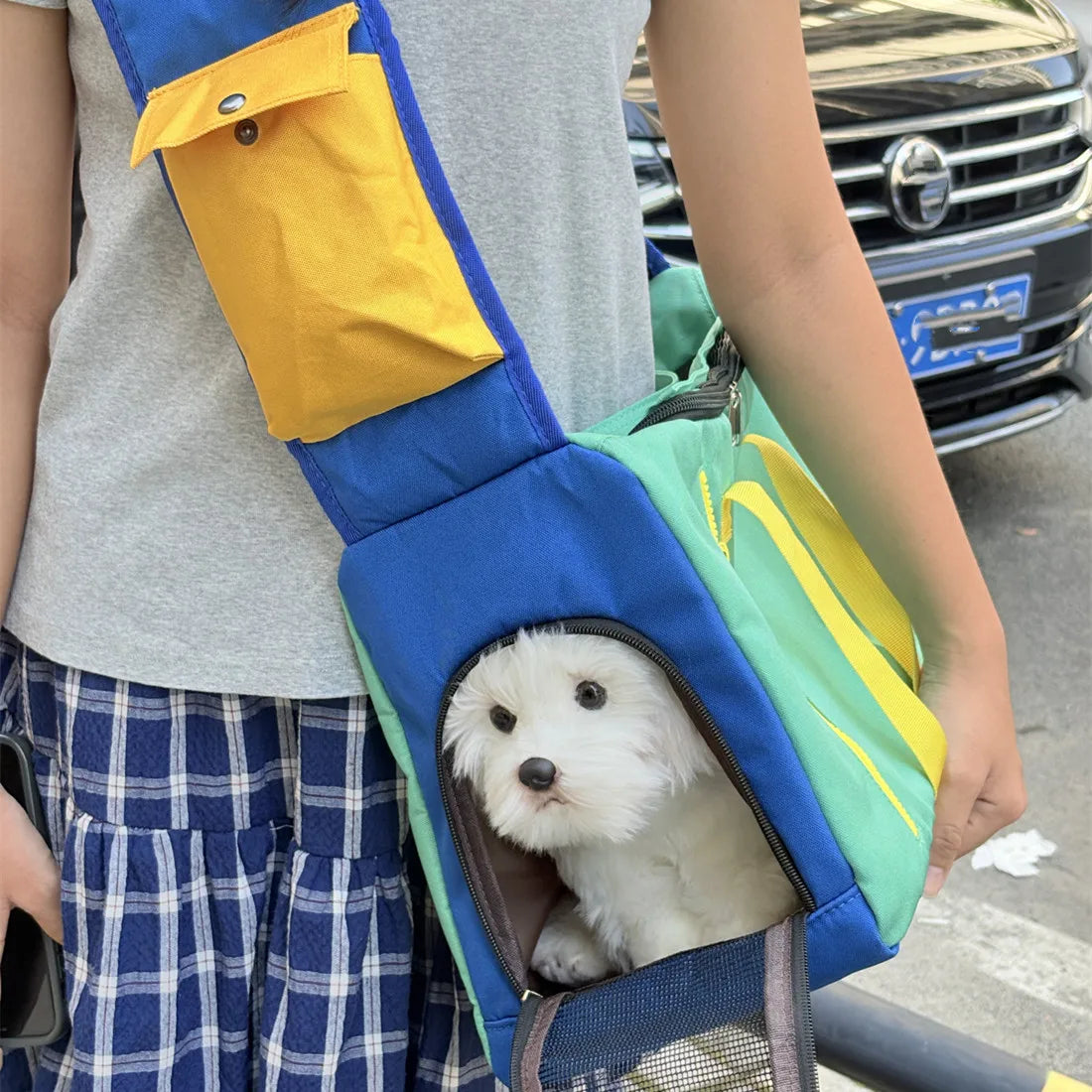 Pet backpack, cat and dog travel portable Crossbody Shoulder Bag, Waterproof Oxford cloth Pet bag one shoulder crossbody dog bag
