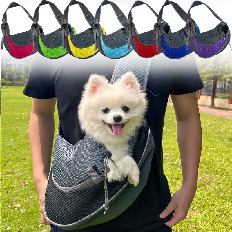 Portable Pet Puppy Carrier for Outdoor Travel, with Shoulder Bag, Breathable Mesh Oxford Fabric Comfort Sling, Tote & Pouch for Dogs