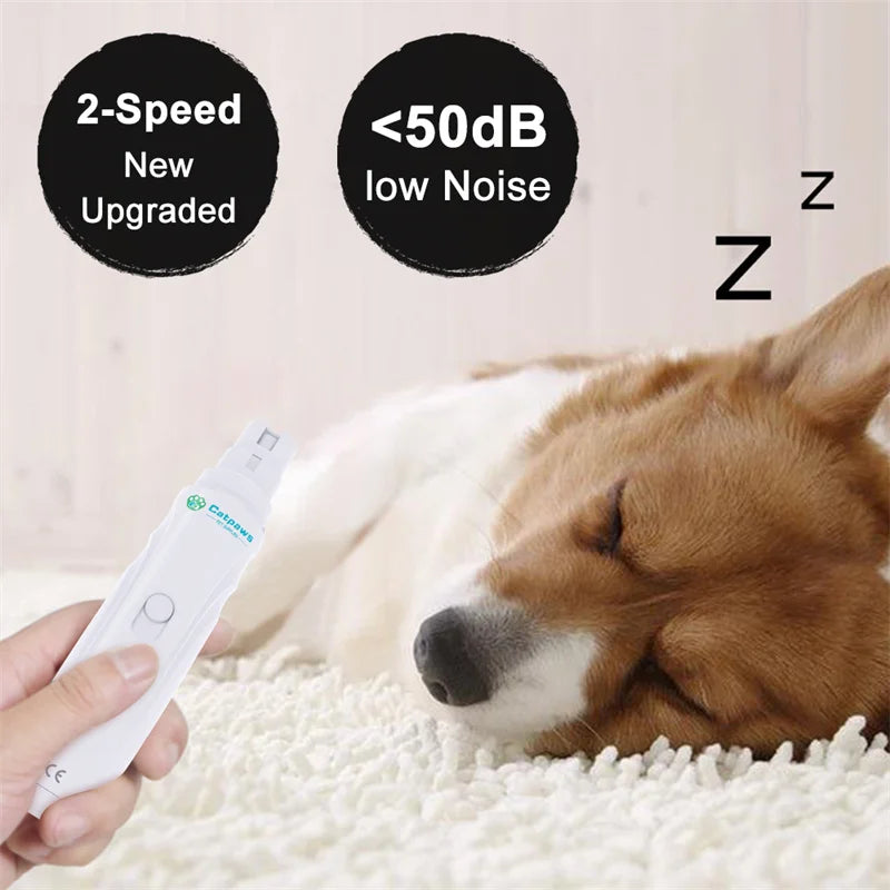 Electric Dog  & Cat Claw Grinder. Rechargeable, Quiet Pet Nail Trimmer & Clipper, 2-Speed for Pets Paws Nail Grooming and Trimming.