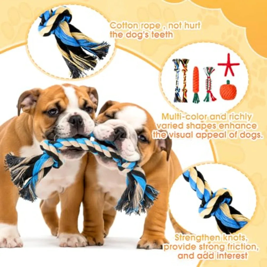 27 Pack Dog Rope Toys for Aggressive Chewers Heavy Duty Teething Chew and Tug Toy Set for Medium and Large Dogs Puppy Toys