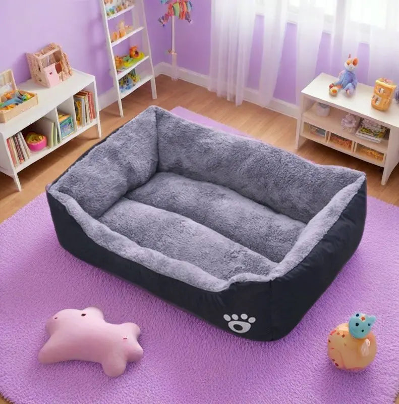 Black Dog Bed. Plush Sleeping Bed for Large, Medium and Small Dogs, Non-Slip and Bite-Resistant.