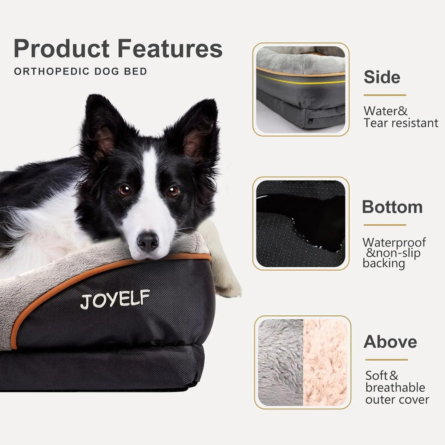 Extra Large Orthopedic Dog Bed with Removable Washable Cover and Squeaker Toy Gift