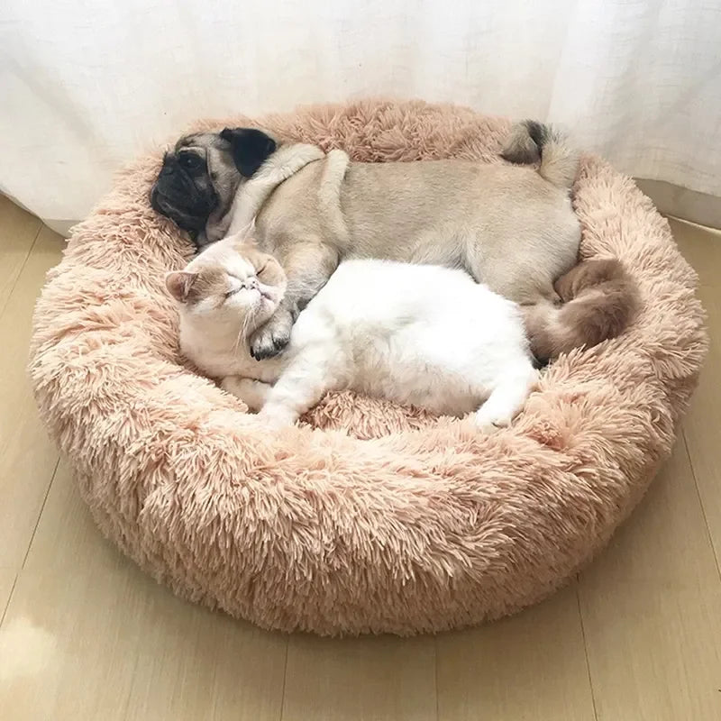 Round Pet Bed for Large Dog Bed, Donut, Long Plush Bed for Medium Dog, Warm Sleeping Sofa