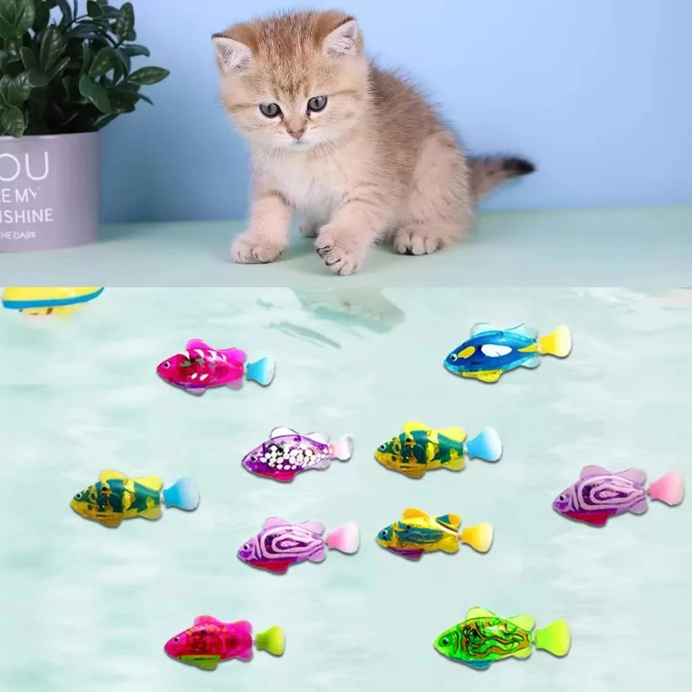 Cat Toy LED Inductive Interactive Swimming Robot Fish Toys Glowing Fishs Stimulate Kitten Hunting Instinct Pet Products