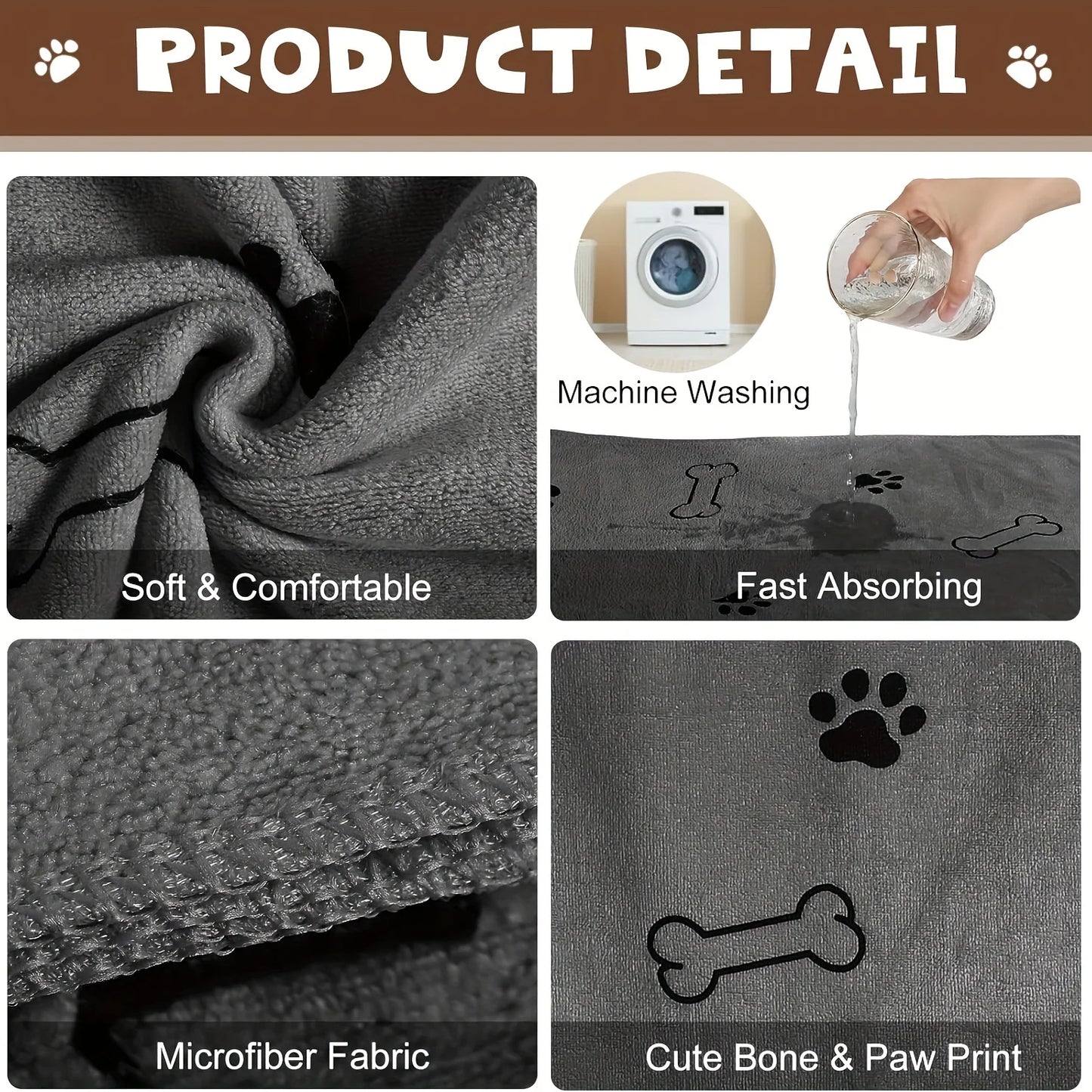 1pc Quick-Drying Microfiber Dog & Cat Towel,  Absorbent Pet Bath Product, Fiber Quick-drying Bath Towel,  Car Wiping Cloth