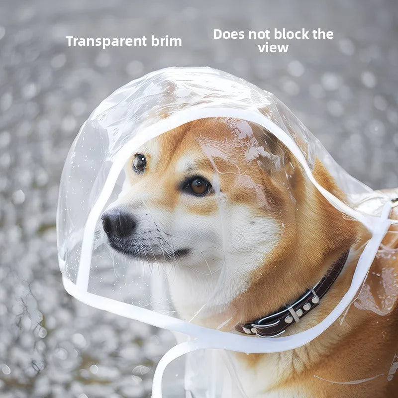 Dog Raincoat Poncho with Belly Coverage, Waterproof Dog Jacket with Hood for Small Dogs, Adjustable Reflective Pet Raincoat